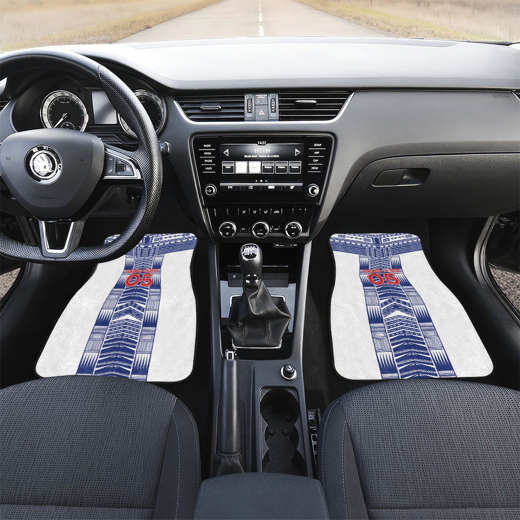 Custom Rugby Toa Samoa Car Mats Samoan Tatau White Version LT05 Set 2pcs - Front White - Polynesian Pride