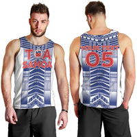 Custom Rugby Toa Samoa Men Tank Top Samoan Tatau White Version LT05 - Polynesian Pride