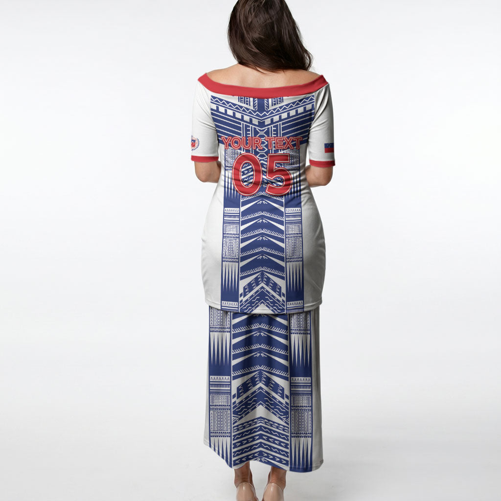Custom Rugby Toa Samoa Puletasi Samoan Tatau White Version LT05 - Polynesian Pride
