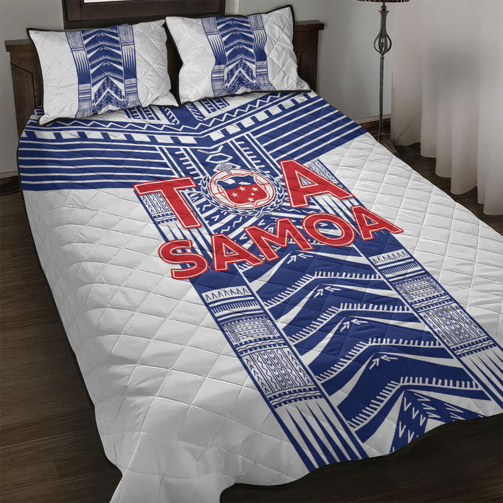 Rugby Toa Samoa Quilt Bed Set Samoan Tatau White Version LT05 White - Polynesian Pride