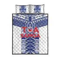 Rugby Toa Samoa Quilt Bed Set Samoan Tatau White Version LT05 - Polynesian Pride