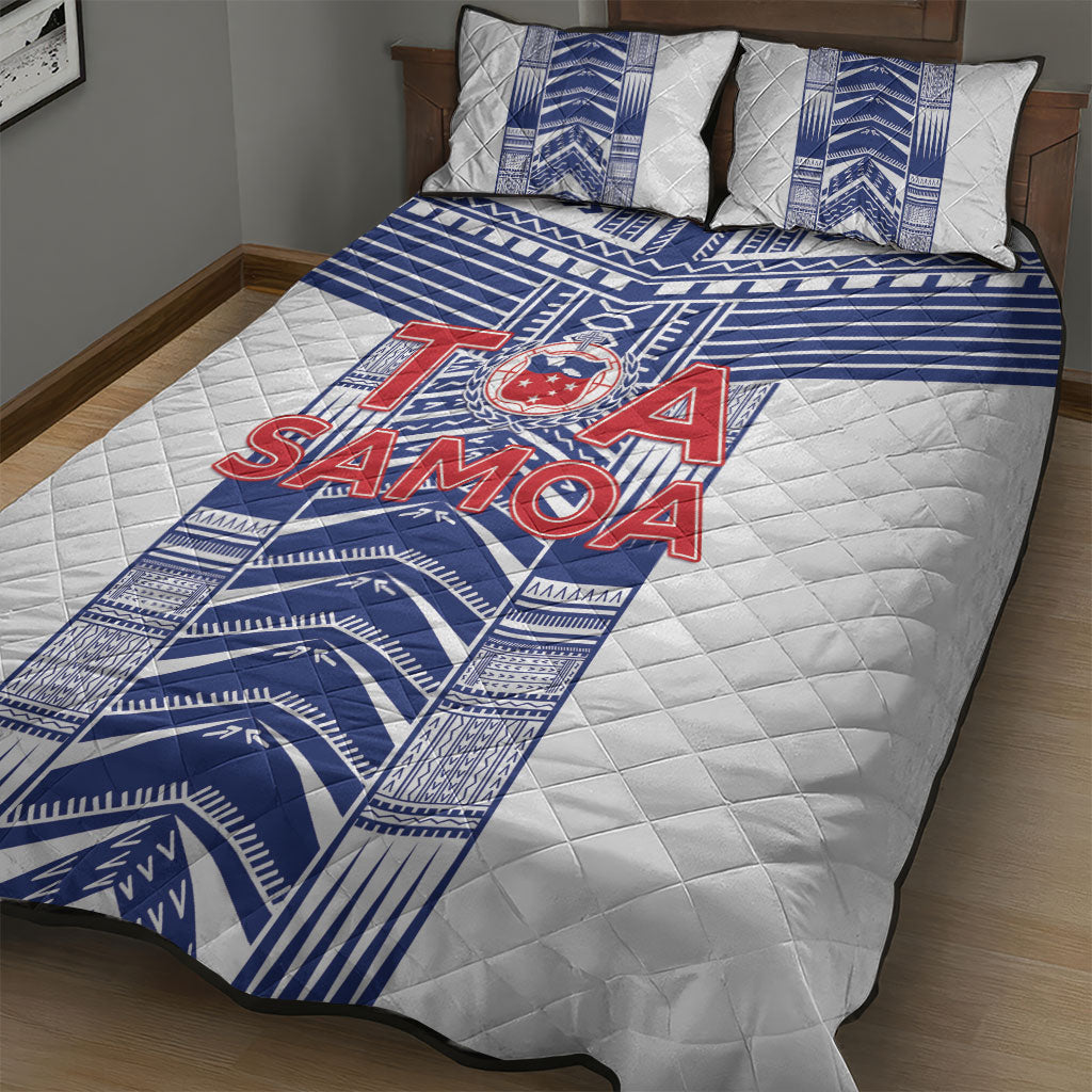 Rugby Toa Samoa Quilt Bed Set Samoan Tatau White Version LT05 - Polynesian Pride