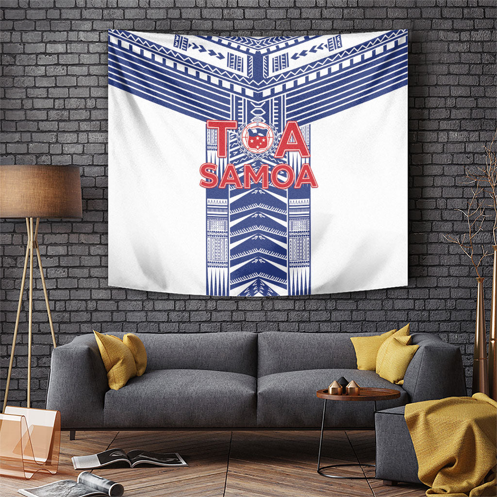 Rugby Toa Samoa Tapestry Samoan Tatau White Version LT05 White - Polynesian Pride