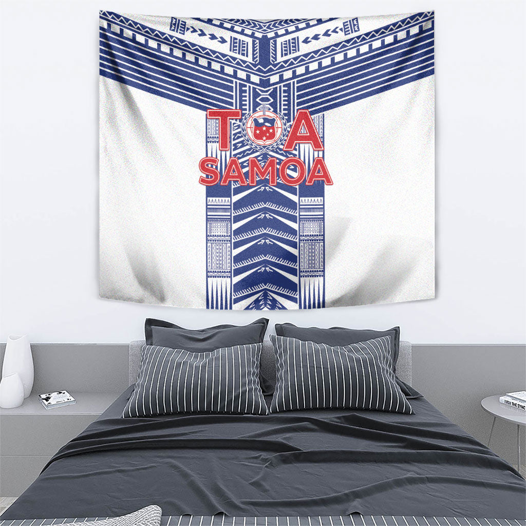 Rugby Toa Samoa Tapestry Samoan Tatau White Version LT05 - Polynesian Pride