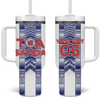 Custom Rugby Toa Samoa Tumbler With Handle Samoan Tatau White Version LT05 One Size: 40 oz White - Polynesian Pride