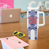 Custom Rugby Toa Samoa Tumbler With Handle Samoan Tatau White Version LT05 - Polynesian Pride