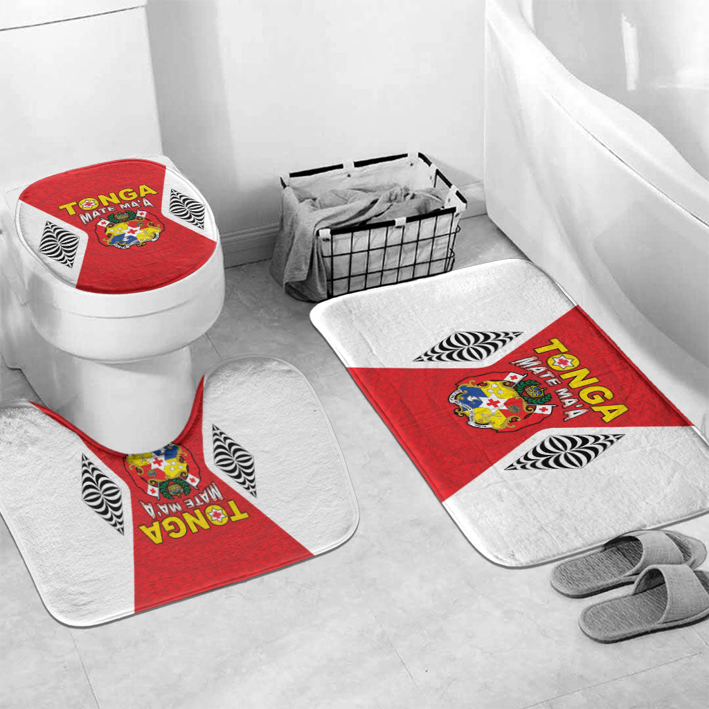 2026 Tonga Rugby XIII Bathroom Set Sporty Style LT05 Mat Set Only (3 pcs) One Size Red - Polynesian Pride