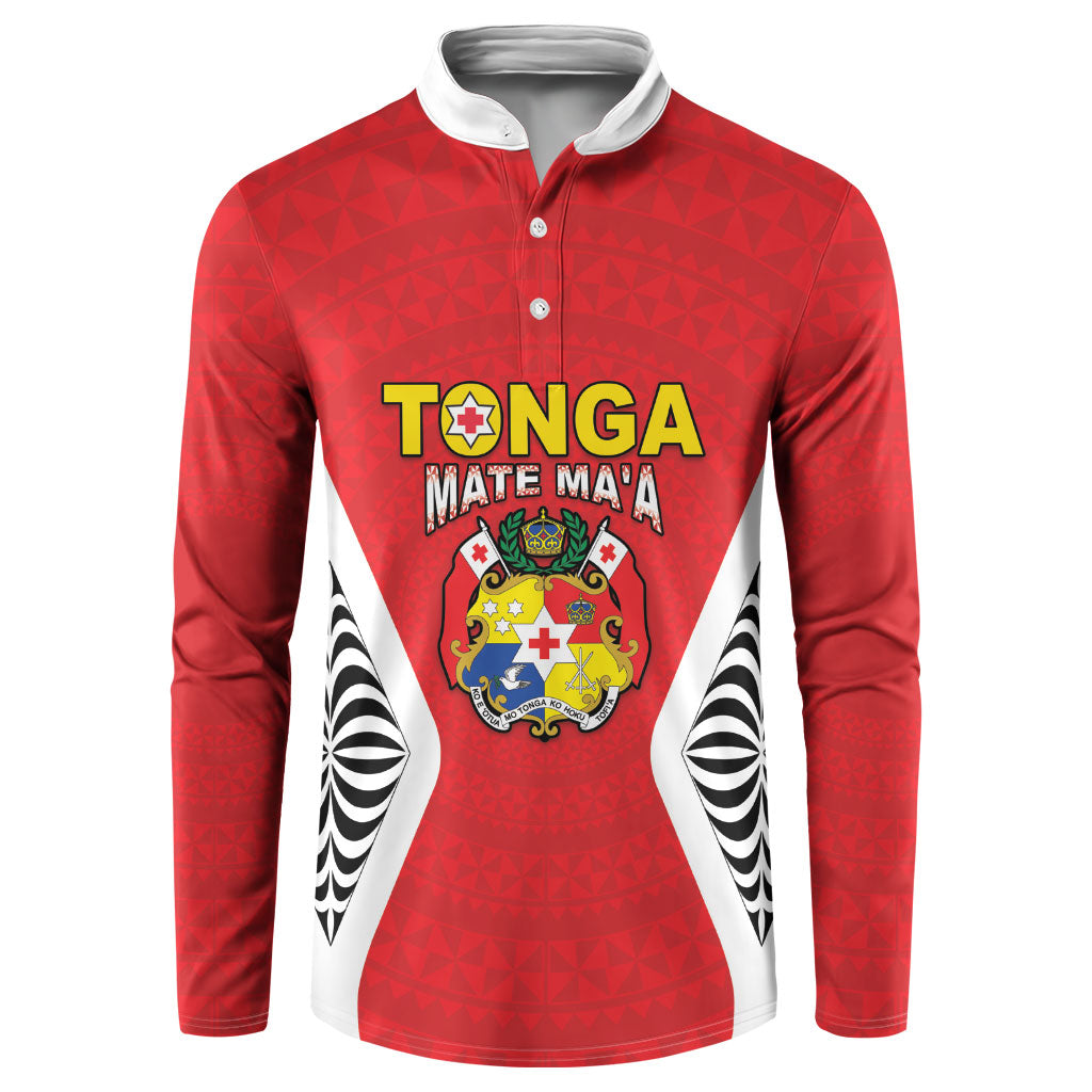 Custom 2026 Tonga Rugby XIII Button Sweatshirt Sporty Style LT05 Red - Polynesian Pride