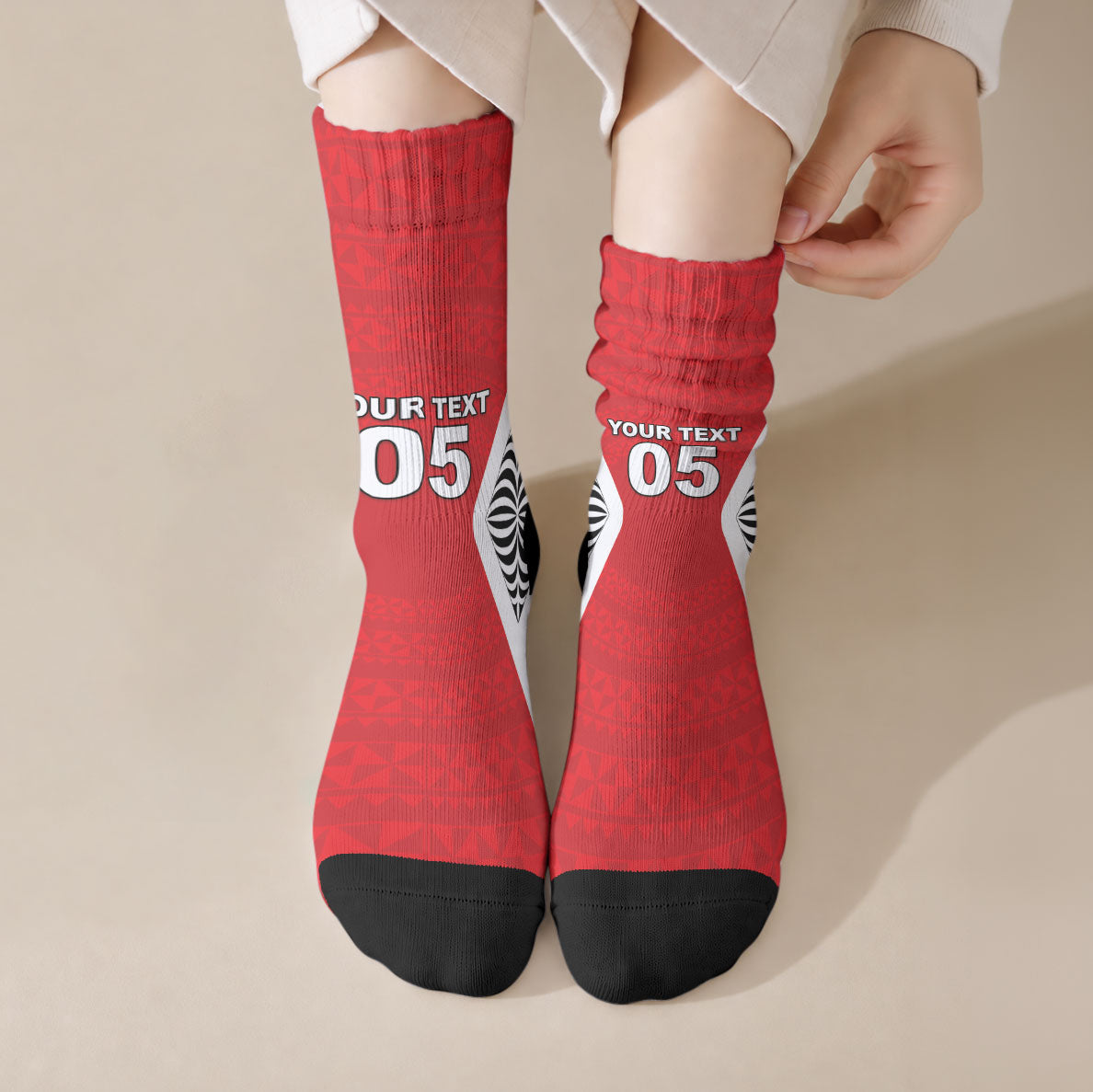 Custom 2026 Tonga Rugby XIII Crew Socks Sporty Style LT05 Crew Socks Red - Polynesian Pride