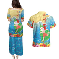 Christmas In Hawaii Couples Matching Puletasi and Hawaiian Shirt Tis The Sea Sun LT05 - Polynesian Pride