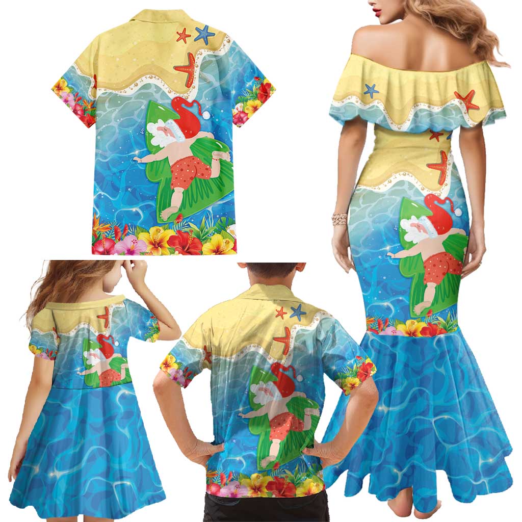 Christmas In Hawaii Family Matching Mermaid Dress and Hawaiian Shirt Tis The Sea Sun LT05 - Polynesian Pride