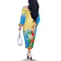 Christmas In Hawaii Family Matching Off The Shoulder Long Sleeve Dress and Hawaiian Shirt Tis The Sea Sun LT05 - Polynesian Pride