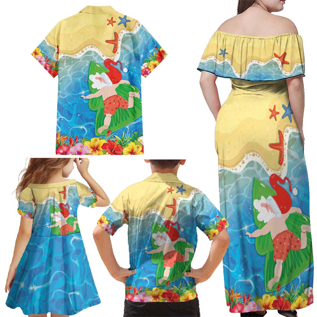 Christmas In Hawaii Family Matching Off Shoulder Maxi Dress and Hawaiian Shirt Tis The Sea Sun LT05 - Polynesian Pride