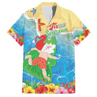 Christmas In Hawaii Family Matching Puletasi and Hawaiian Shirt Tis The Sea Sun LT05 Dad's Shirt - Short Sleeve Blue - Polynesian Pride