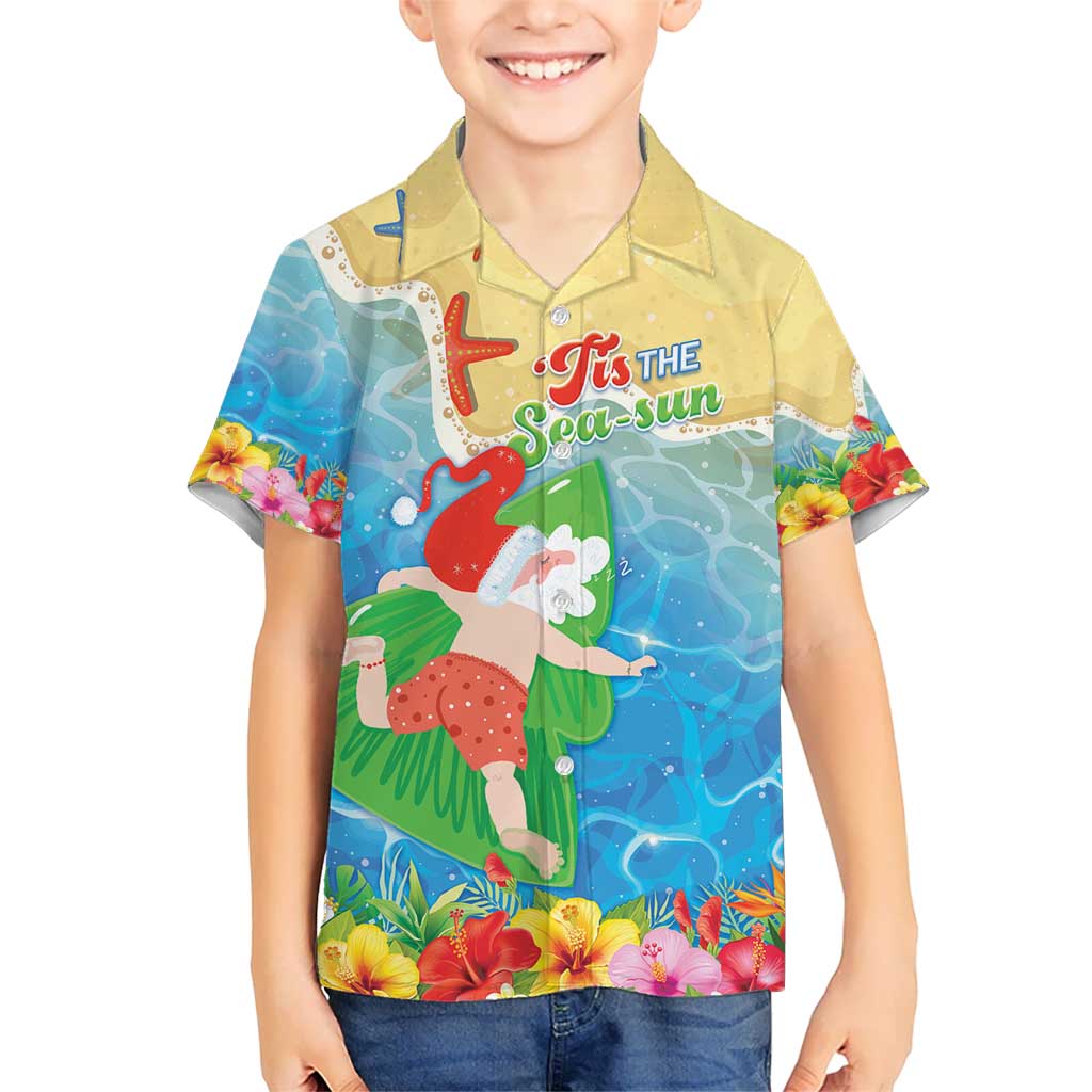 Christmas In Hawaii Kid Hawaiian Shirt Tis The Sea Sun LT05 Kid Blue - Polynesian Pride