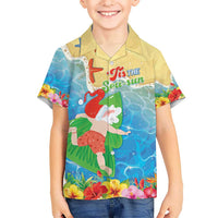 Christmas In Hawaii Kid Hawaiian Shirt Tis The Sea Sun LT05 Kid Blue - Polynesian Pride