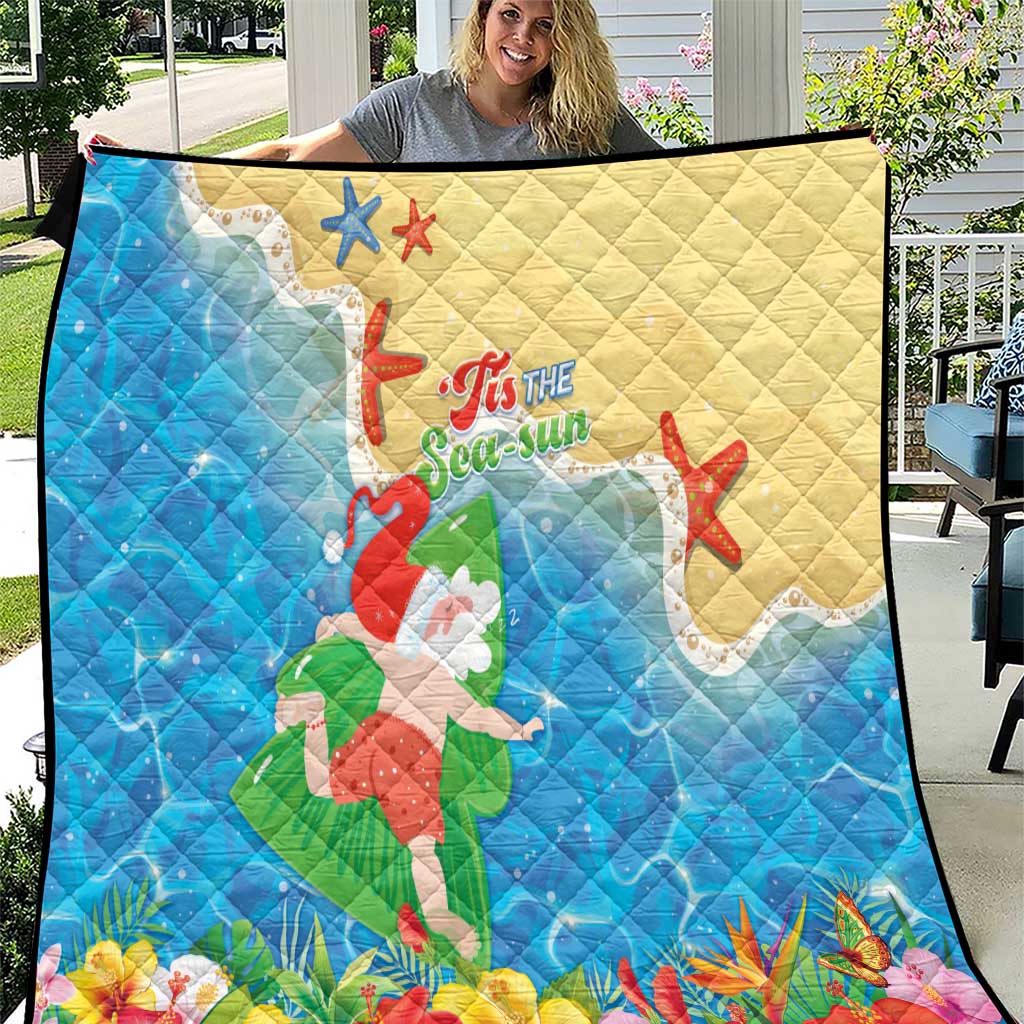 Christmas In Hawaii Quilt Tis The Sea Sun LT05 Blue - Polynesian Pride