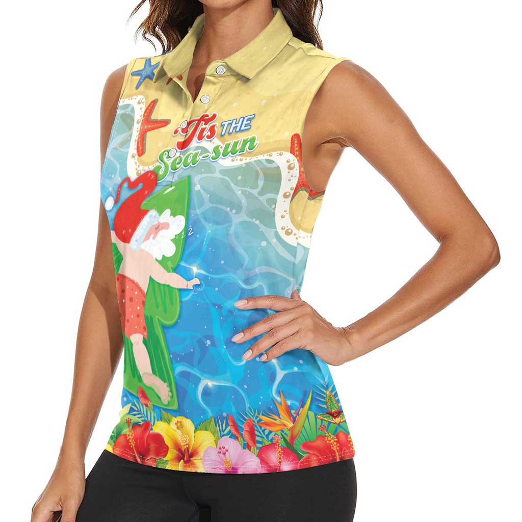 Christmas In Hawaii Women Sleeveless Polo Shirt Tis The Sea Sun LT05 - Polynesian Pride