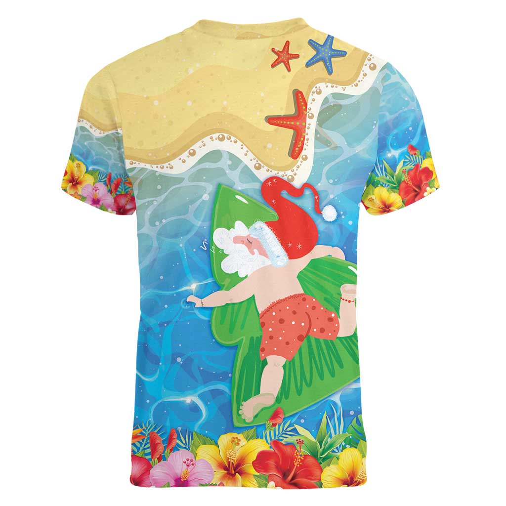 Christmas In Hawaii Women V-Neck T-Shirt Tis The Sea Sun LT05 - Polynesian Pride