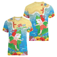 Christmas In Hawaii Women V-Neck T-Shirt Tis The Sea Sun LT05 - Polynesian Pride