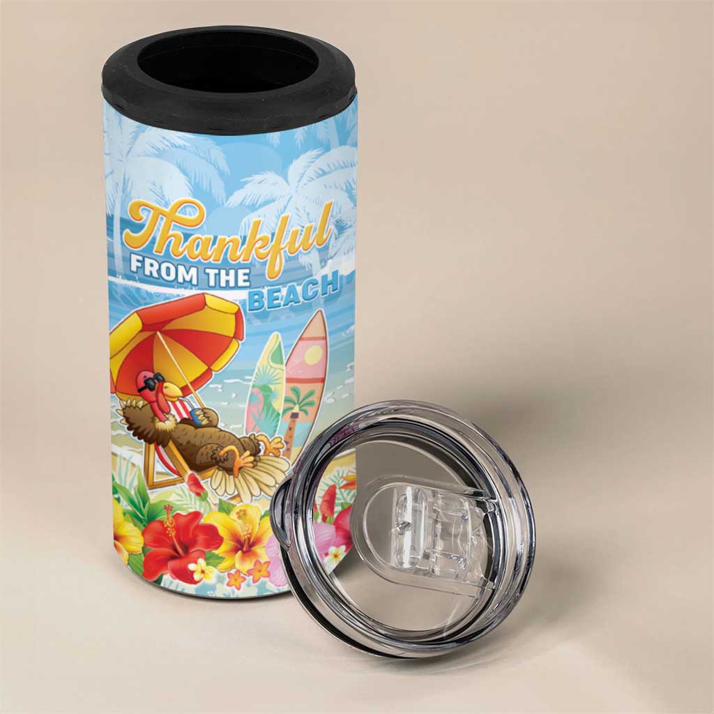 Personalised Hawaii Funny Thanksgiving 4 in 1 Can Cooler Tumbler Thankful From The Beach