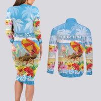 Personalised Hawaii Funny Thanksgiving Couples Matching Long Sleeve Bodycon Dress and Long Sleeve Button Shirt Thankful From The Beach LT05 - Polynesian Pride