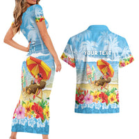 Personalised Hawaii Funny Thanksgiving Couples Matching Short Sleeve Bodycon Dress and Hawaiian Shirt Thankful From The Beach LT05 - Polynesian Pride
