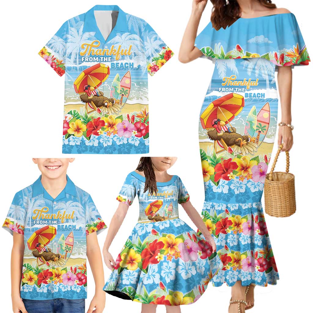 Personalised Hawaii Funny Thanksgiving Family Matching Mermaid Dress and Hawaiian Shirt Thankful From The Beach LT05 - Polynesian Pride