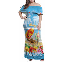 Personalised Hawaii Funny Thanksgiving Family Matching Off Shoulder Maxi Dress and Hawaiian Shirt Thankful From The Beach LT05 Mom's Dress Blue - Polynesian Pride