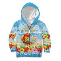 Personalised Hawaii Funny Thanksgiving Kid Hoodie Thankful From The Beach LT05 Zip Hoodie Blue - Polynesian Pride