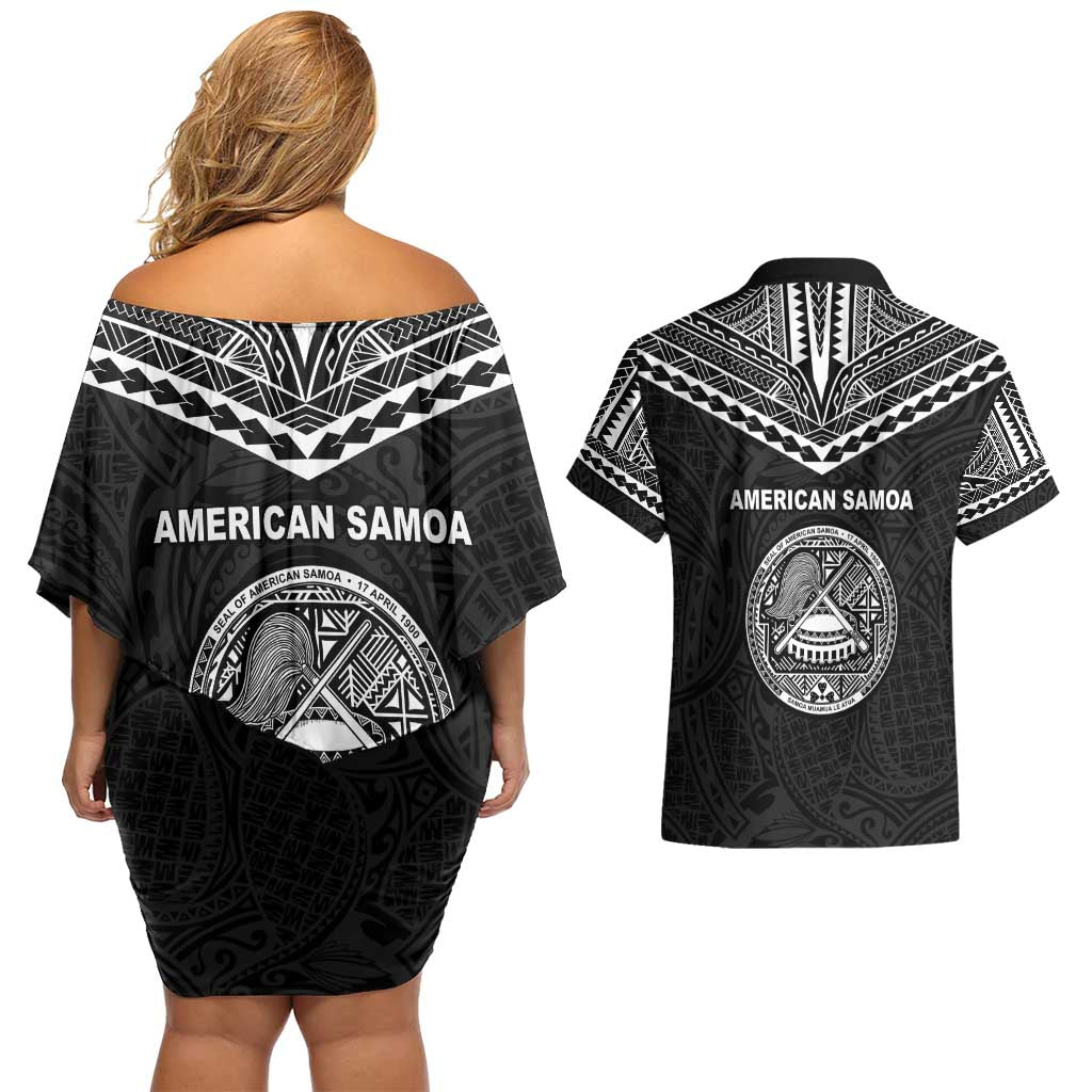 American Samoa MLK Day Couples Matching Off Shoulder Short Dress and Hawaiian Shirt Polynesian Style LT05 - Polynesian Pride