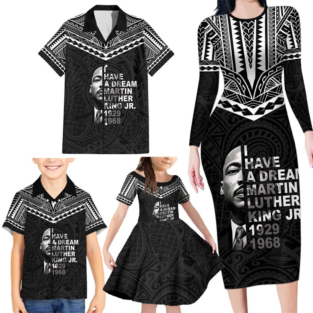 American Samoa MLK Day Family Matching Long Sleeve Bodycon Dress and Hawaiian Shirt Polynesian Style LT05 - Polynesian Pride