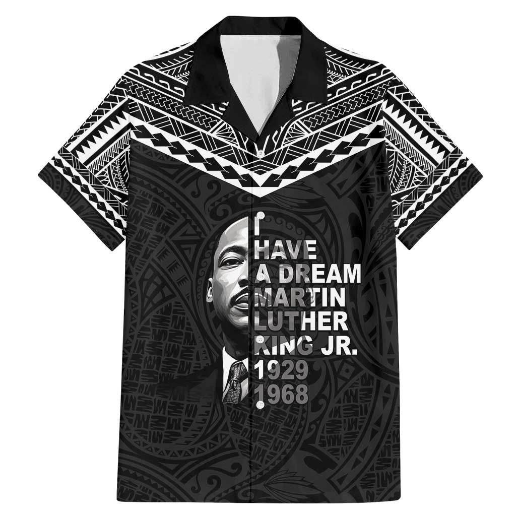 American Samoa MLK Day Family Matching Mermaid Dress and Hawaiian Shirt Polynesian Style LT05 Dad's Shirt - Short Sleeve Black - Polynesian Pride