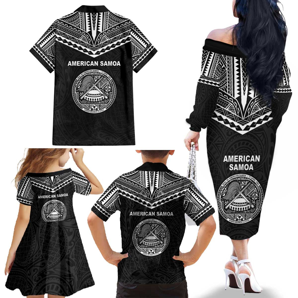American Samoa MLK Day Family Matching Off The Shoulder Long Sleeve Dress and Hawaiian Shirt Polynesian Style LT05 - Polynesian Pride