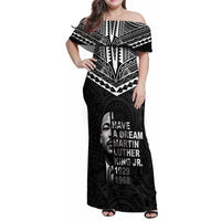American Samoa MLK Day Family Matching Off Shoulder Maxi Dress and Hawaiian Shirt Polynesian Style LT05 Mom's Dress Black - Polynesian Pride