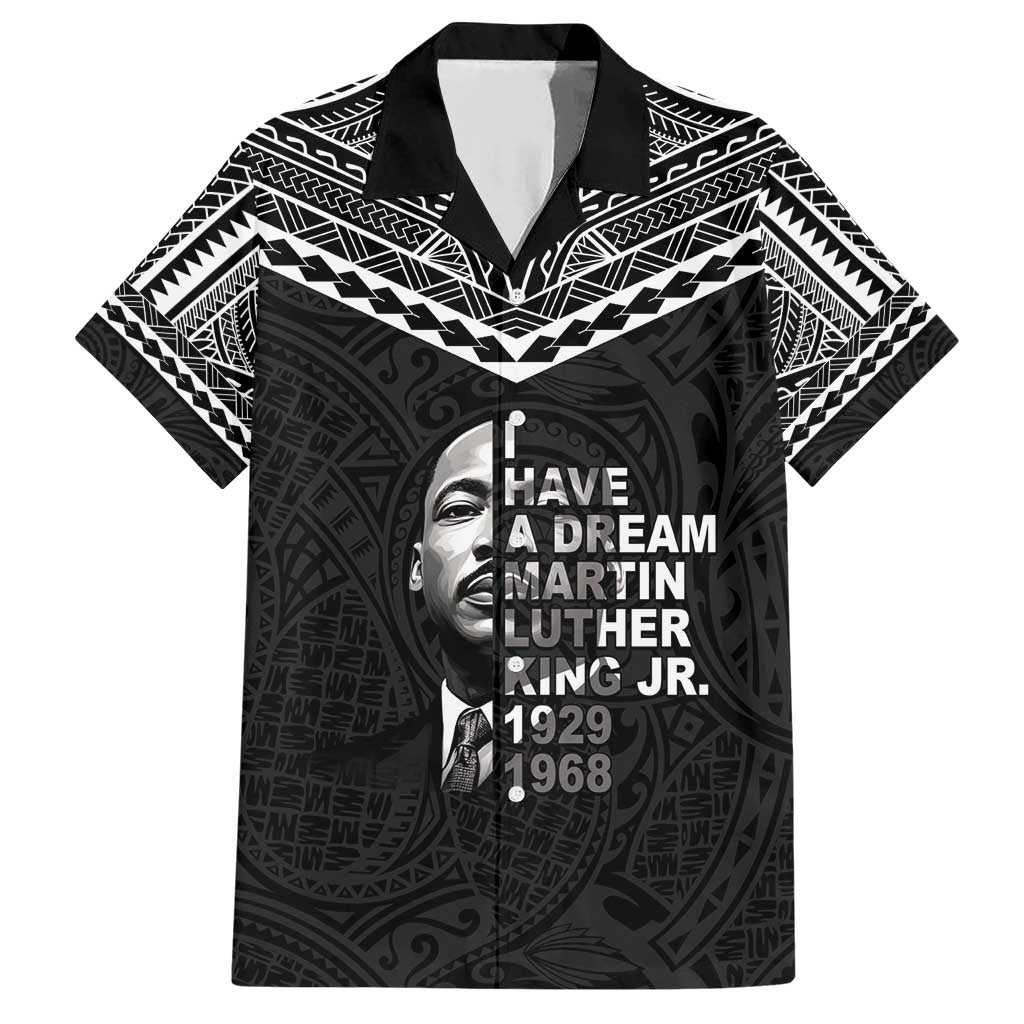 American Samoa MLK Day Family Matching Short Sleeve Bodycon Dress and Hawaiian Shirt Polynesian Style LT05 Dad's Shirt - Short Sleeve Black - Polynesian Pride