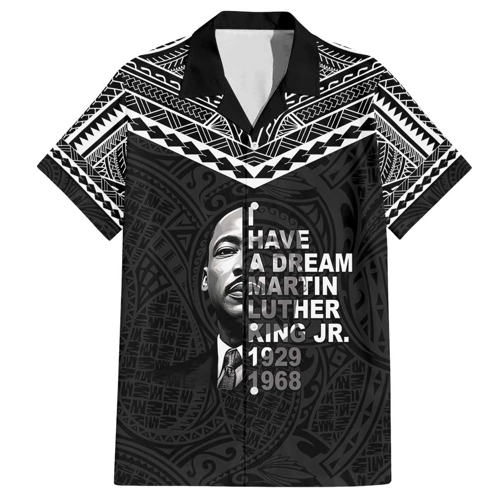 American Samoa MLK Day Family Matching Tank Maxi Dress and Hawaiian Shirt Polynesian Style LT05 Dad's Shirt - Short Sleeve Black - Polynesian Pride