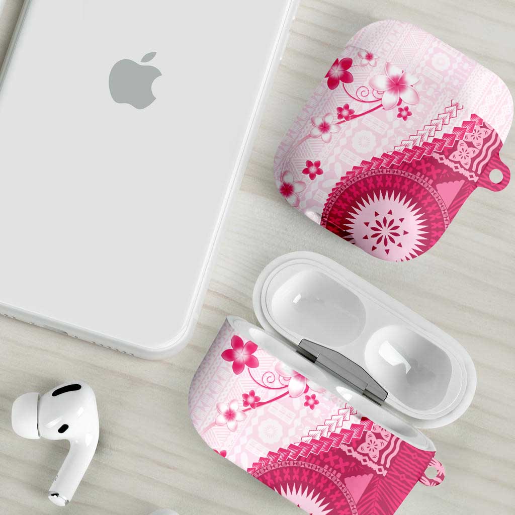 Bula Fiji AirPods Case Pink Plumeria Masi Tapa Pattern - Polynesian Pride
