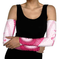Bula Fiji Arm Sleeves Pink Plumeria Masi Tapa Pattern - Polynesian Pride