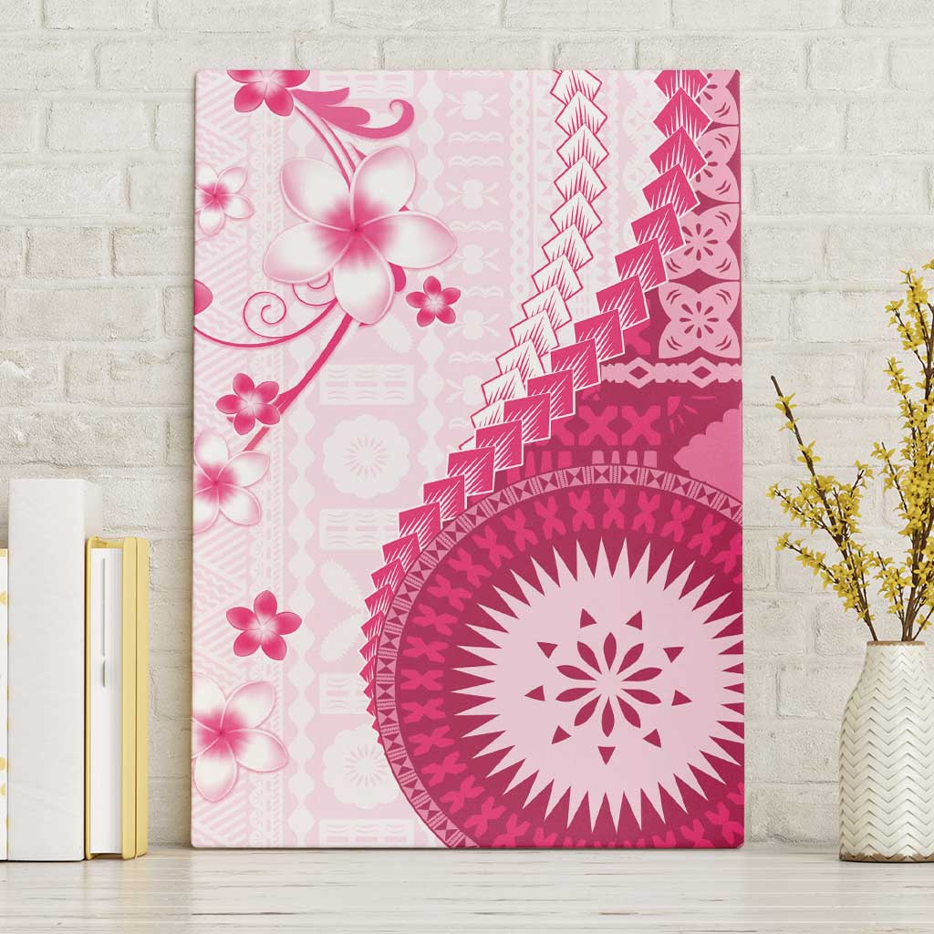 Bula Fiji Canvas Wall Art Pink Plumeria Masi Tapa Pattern LT05 Without Frame Pink - Polynesian Pride