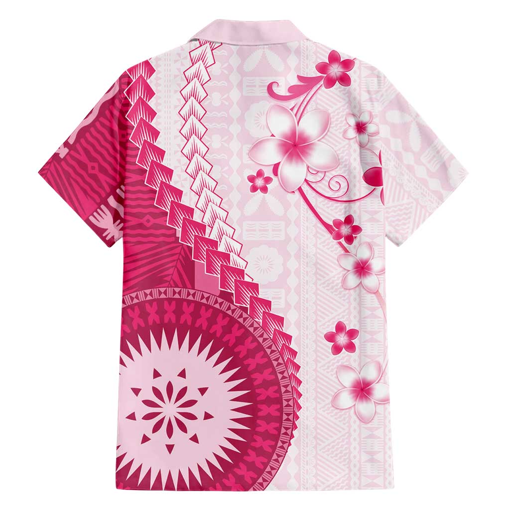 Bula Fiji Family Matching Mermaid Dress and Hawaiian Shirt Pink Plumeria Masi Tapa Pattern LT05 - Polynesian Pride