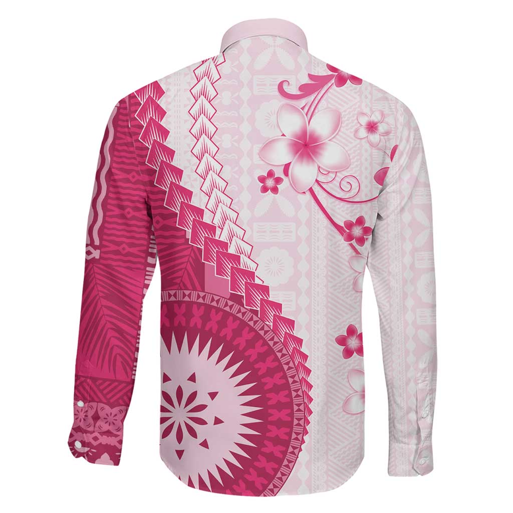 Bula Fiji Family Matching Summer Maxi Dress and Hawaiian Shirt Pink Plumeria Masi Tapa Pattern LT05 - Polynesian Pride