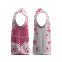 Bula Fiji Christmas Knitted V-Neck Vest Pink Plumeria Masi Tapa Pattern LT05 - Polynesian Pride