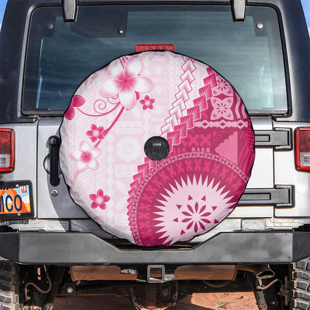 Bula Fiji Spare Tire Cover Pink Plumeria Masi Tapa Pattern LT05 Pink - Polynesian Pride