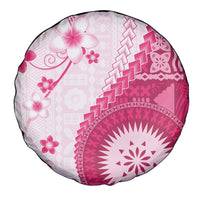 Bula Fiji Spare Tire Cover Pink Plumeria Masi Tapa Pattern LT05 - Polynesian Pride