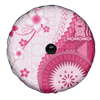 Bula Fiji Spare Tire Cover Pink Plumeria Masi Tapa Pattern LT05 - Polynesian Pride