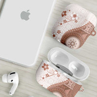 Bula Fiji AirPods Case Brown Plumeria Masi Tapa Pattern - Polynesian Pride