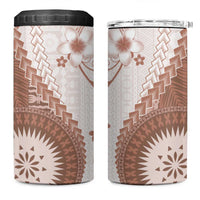 Bula Fiji 4 in 1 Can Cooler Tumbler Brown Plumeria Masi Tapa Pattern LT05 One Size: 16 oz Brown - Polynesian Pride