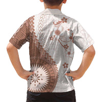 Bula Fiji Family Matching Summer Maxi Dress and Hawaiian Shirt Brown Plumeria Masi Tapa Pattern LT05 - Polynesian Pride