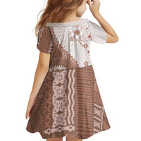 Bula Fiji Family Matching Tank Maxi Dress and Hawaiian Shirt Brown Plumeria Masi Tapa Pattern LT05 - Polynesian Pride